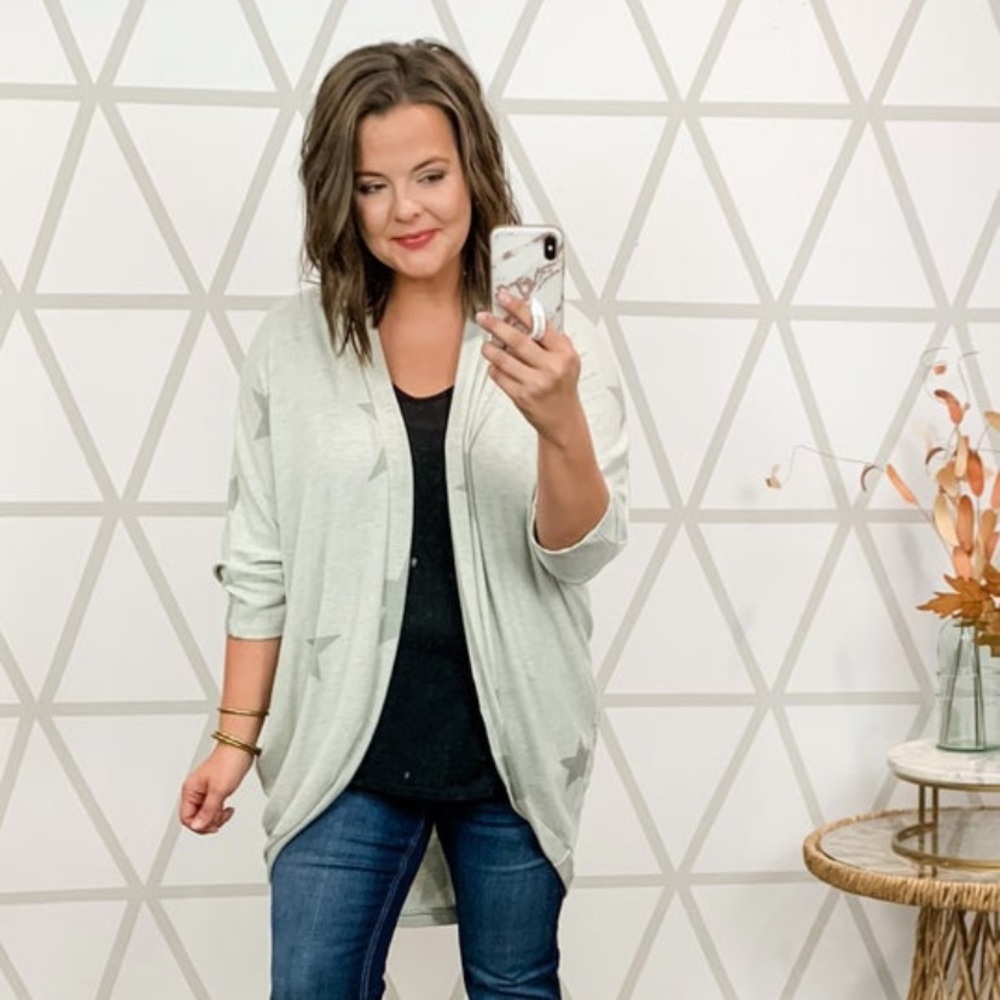 Grey Star Print Kimono